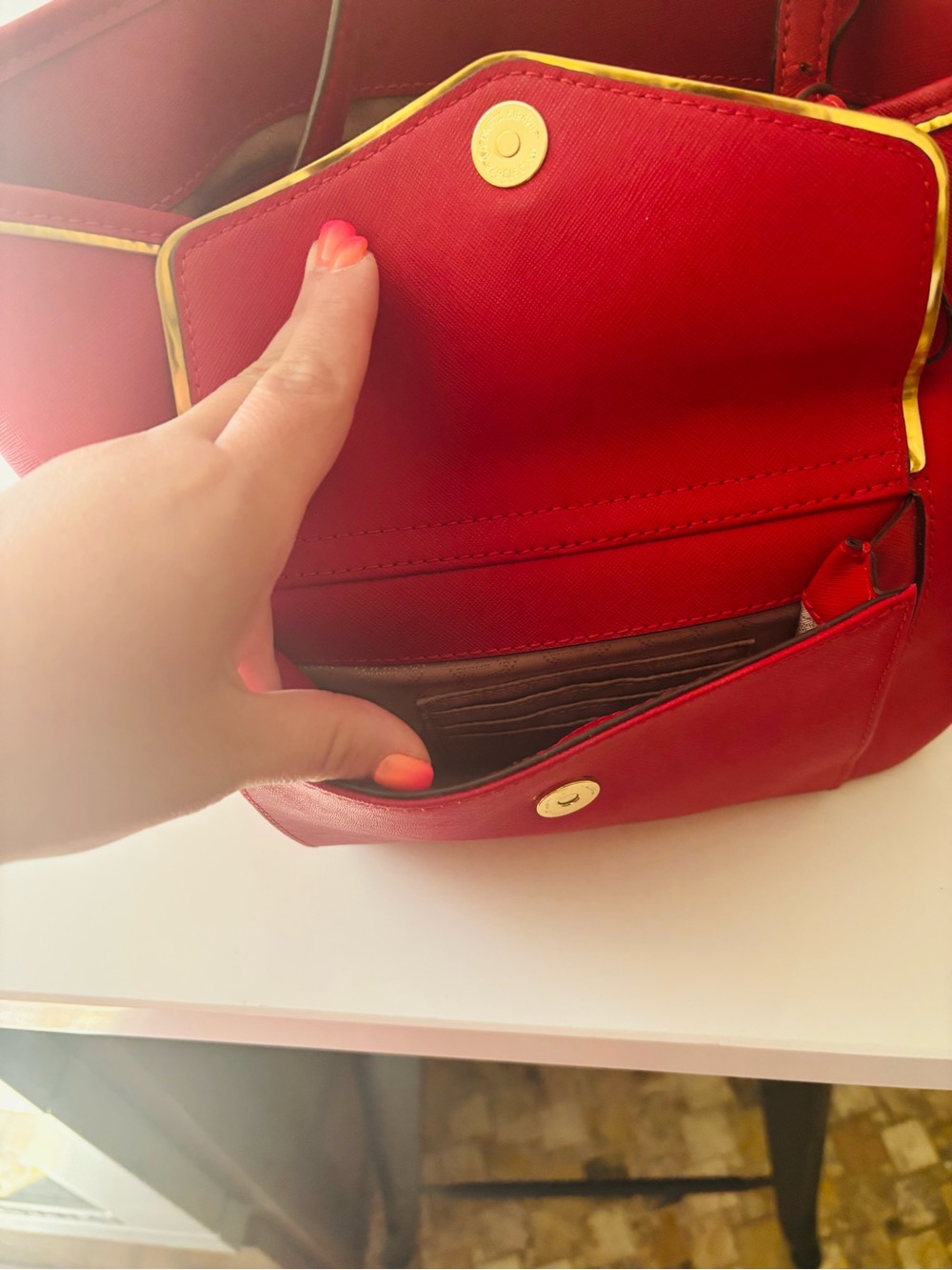Michael Kors Red Tote with Gold Hardware - Picture 11 of 13